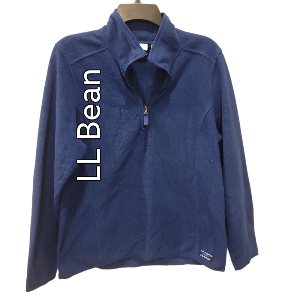 𝅺LL BEAN | Blue Half Zipper Fleece Winter Pullover Jacket Sweatshirt Size L